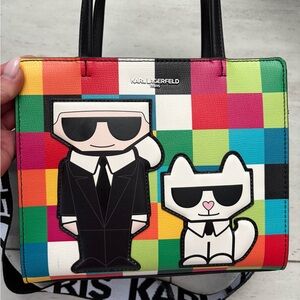Karl Lagerfeld Multicolor colorblock Leather Bag